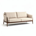 Canapé en tissu beige avec structure en bois 200 x 80 x 75cm