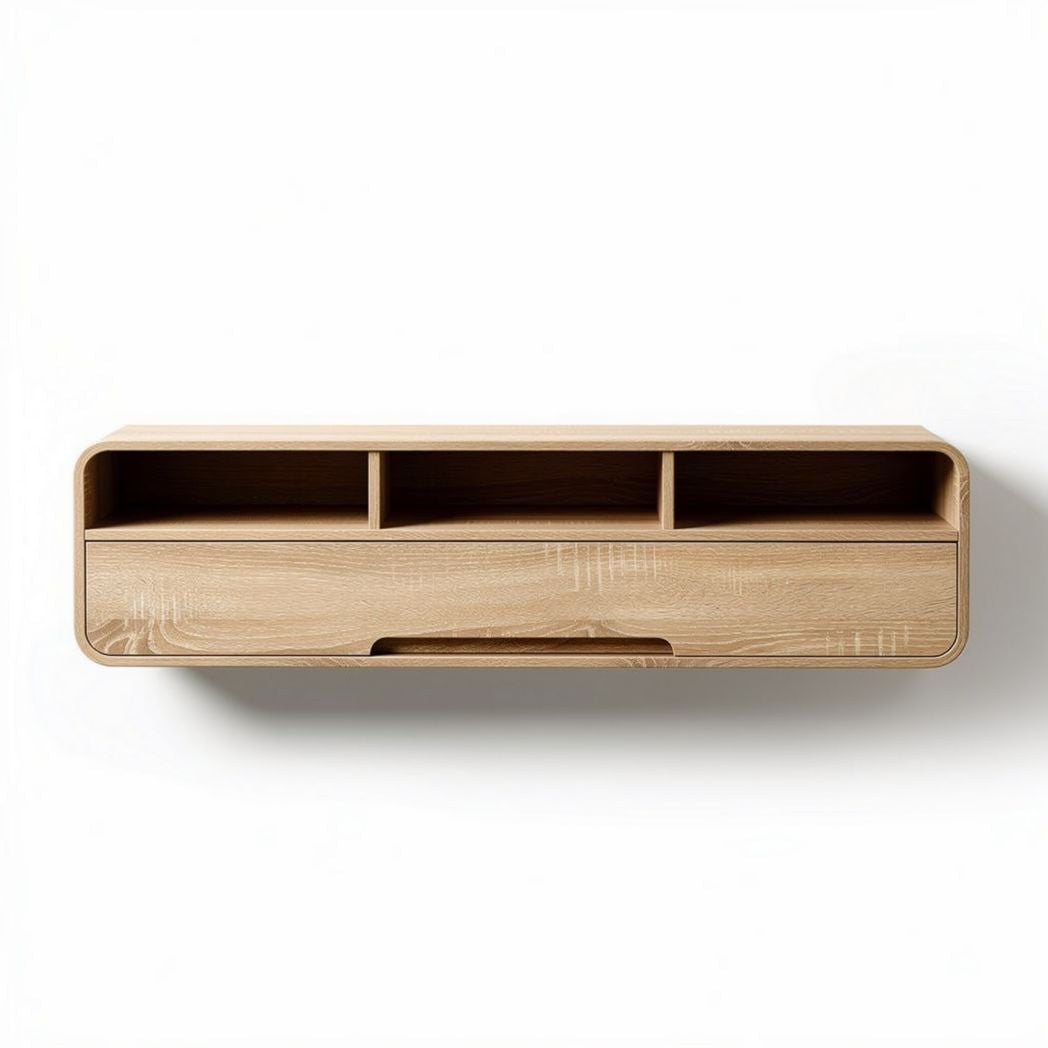 Meuble mural en bois naturel 120 x 30 x 20cm avec rangement intégré