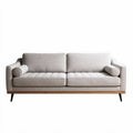 Canapé en tissu gris clair avec accoudoirs ronds dimensions 200 x 85 x 80cm