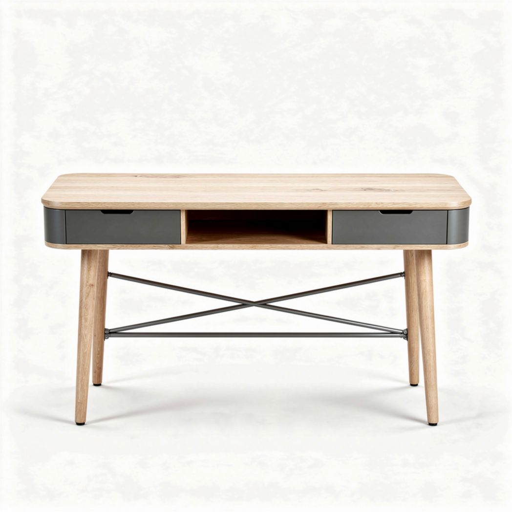 Bureau en bois et métal avec tiroirs dimensions 120 x 60 x 75cm