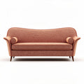 Canapé deux places en tissu rose avec accoudoirs en bois 150 x 80 x 75cm