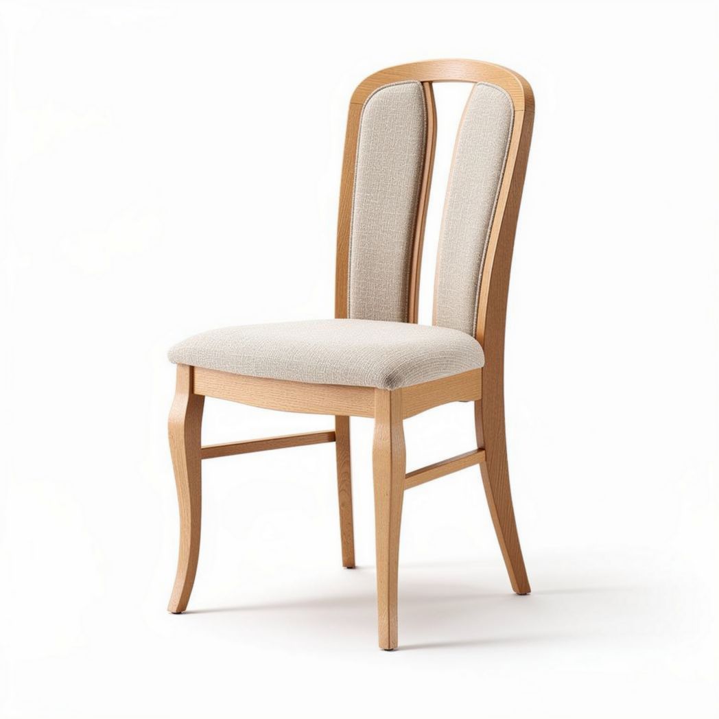 Chaise en bois avec assise en tissu beige pour salle à manger 45 x 45 x 90cm
