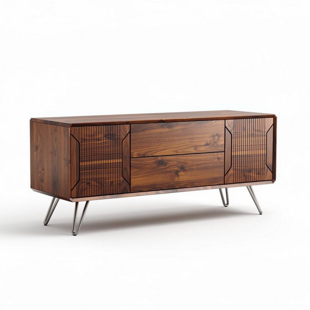 Buffet en bois massif avec deux portes et deux tiroirs dimensions 150 x 45 x 60cm