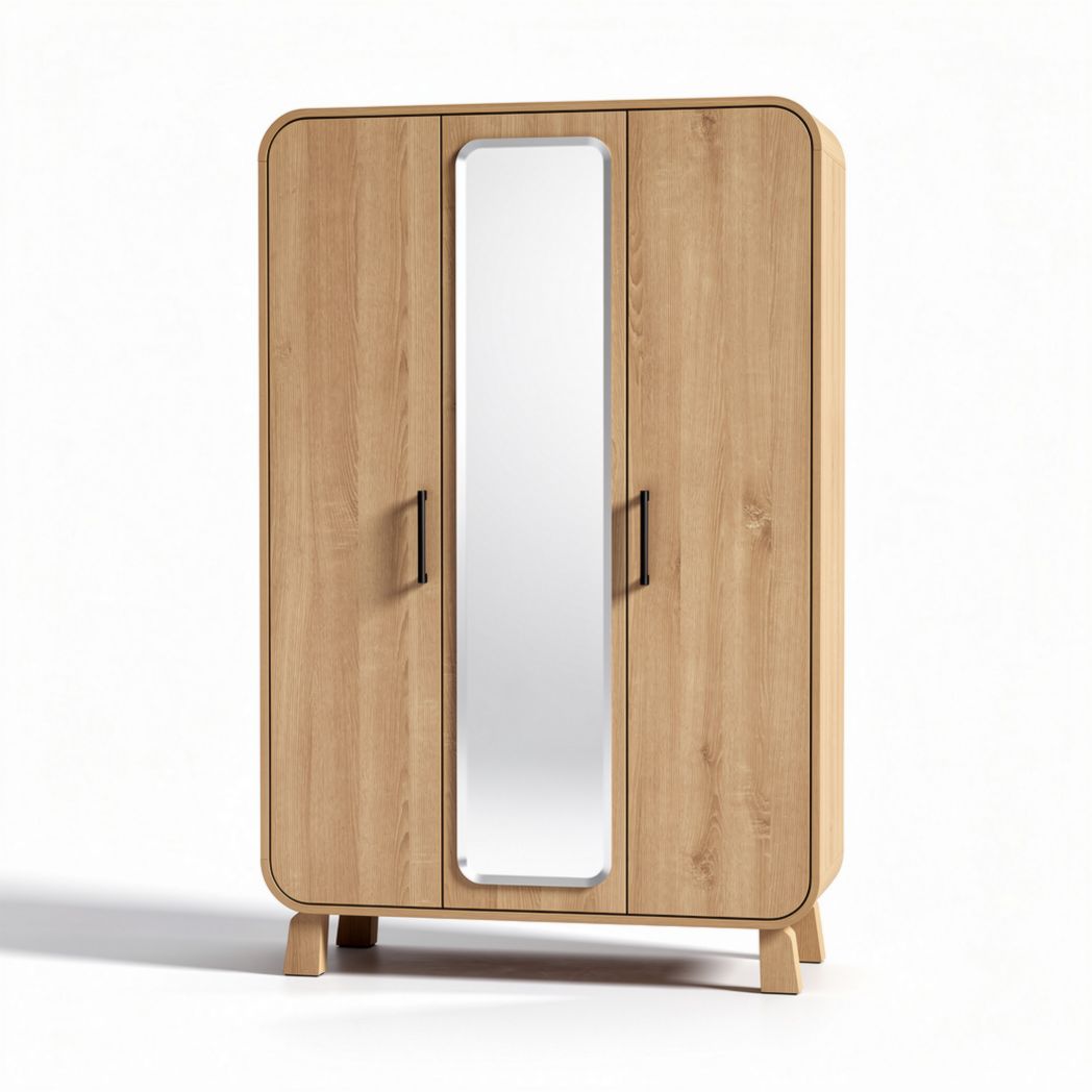 Armoire en bois beige avec miroir dimensions 80 x 40 x 150 cm