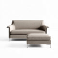 Canapé en tissu beige avec pouf assorti dimensions 190 x 90 x 80cm