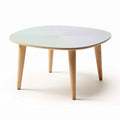 Table basse ronde en bois avec plateau en verre blanc 90 x 90 x 40cm