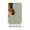 Armoire en bois avec portes vertes et étagères en métal 80 x 40 x 160cm